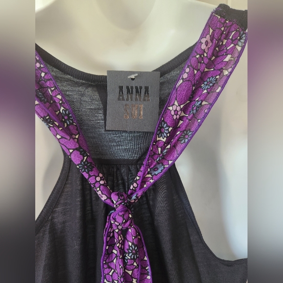 Anna Sui Sleeveless Shirt Dress w/ Silk Sash | Sz Medium | NWT - Picture 4 of 7